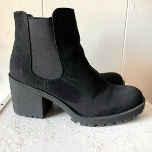Woman’s Sun + Stone Suede Booties -Black 6.5